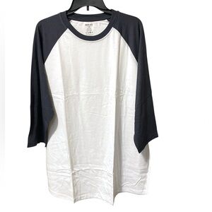 Desplato Raglan Baseball Shirt Men's 2xl Blue white 3/4 Sleeve New
